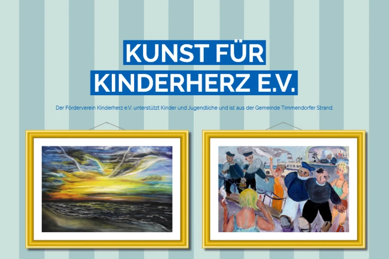 Ankündigungsbild Kunst für Kinderherz e.V. mit zwei Bildern
