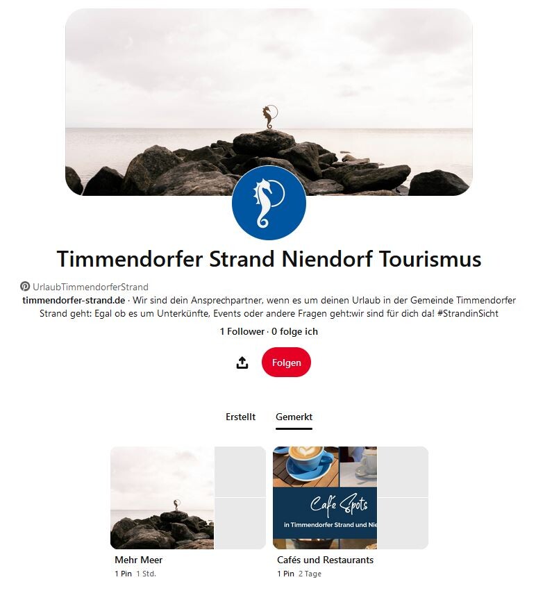 Die Pinterest Seite von der Timmendorfer Strand Niendorf Tourismus GmbH