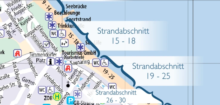 Karte der Lübecker Bucht Strandabschnitt 15-24