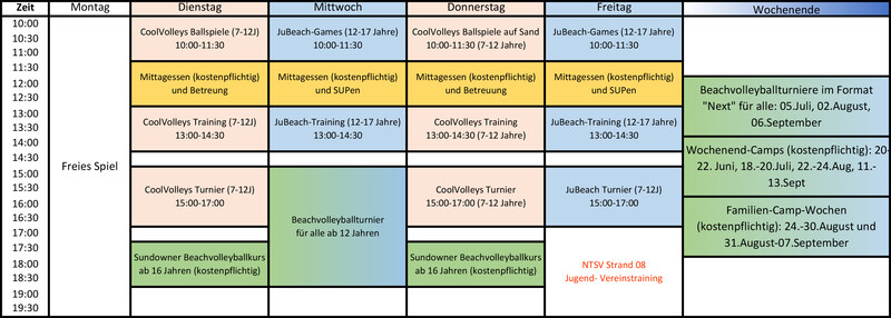 Programm vom YouthBeach-Club.