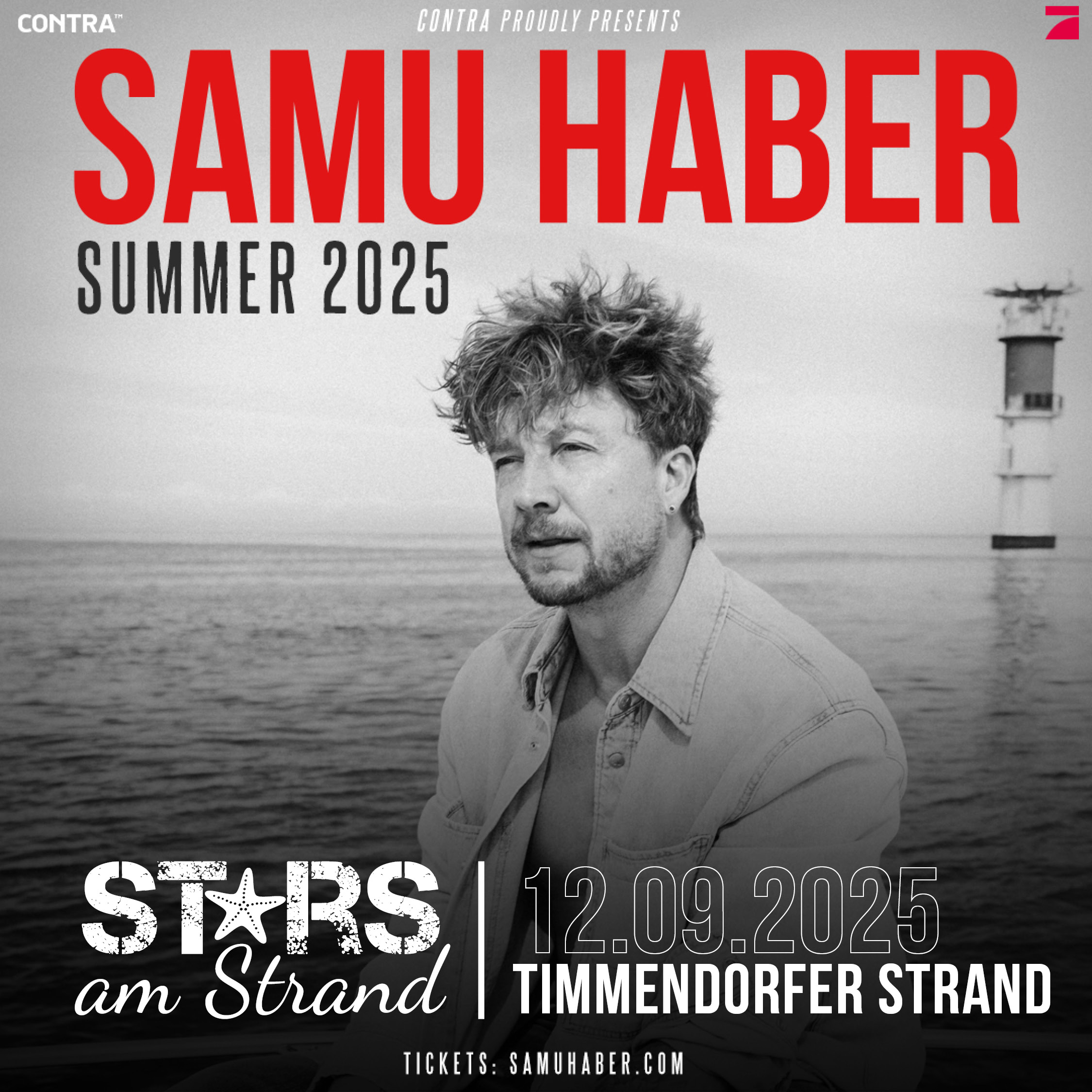 Plakat von Samu Haber mit Porträt von ihm. 2025 bei Stars am Strand