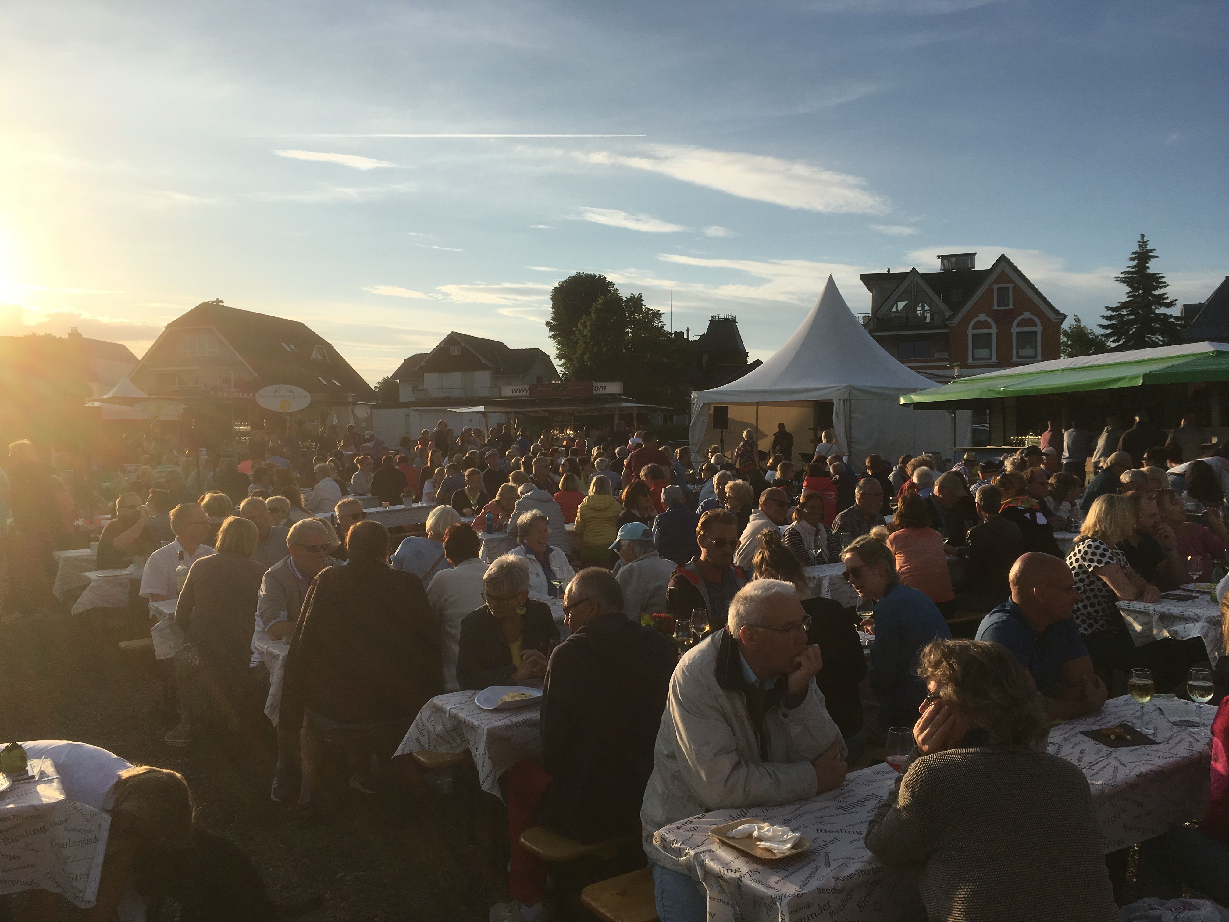 Foto einer großen Besuchermenge draußen auf dem Weinfest